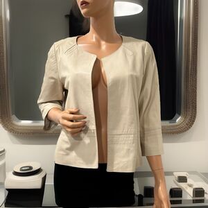 Strenesse Leather Jacket Open Light Jacket Tan/ivory Size 8 S/M